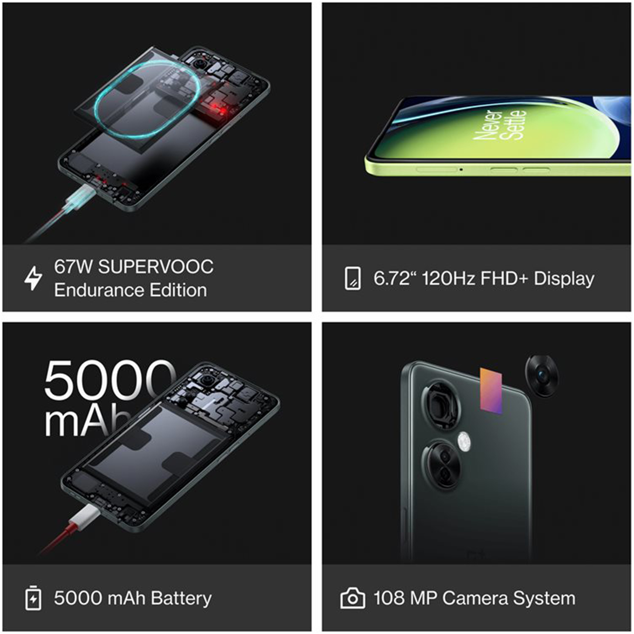 OnePlus Nord CE 3 Lite 5G Smartphone, 6.72 Zoll, 108 MP Kamera, 67 W Laden