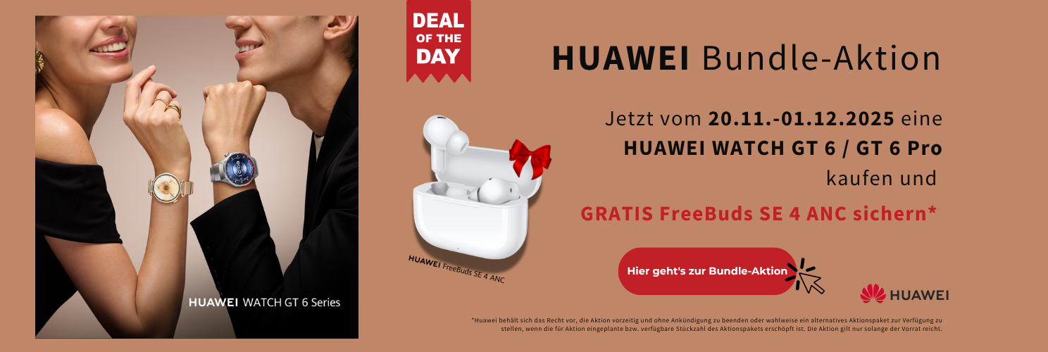 Special Deals! Huawei Bundle Aktion GT6 Series kaufen und GRATIS FreeBuds 4 SE erhalten!